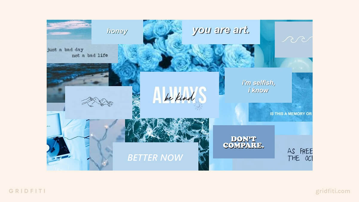 Blue Aesthetic Desktop/Laptop Collage Wallpaper