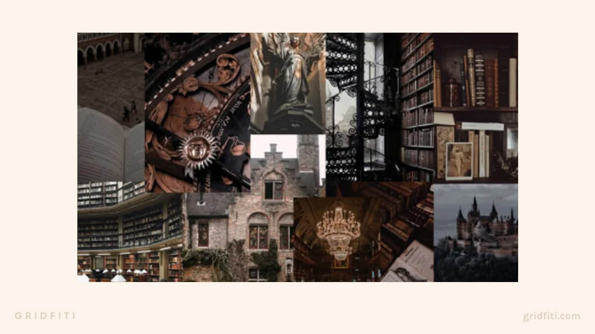 Dark Academia Desktop/Laptop Collage Wallpaper