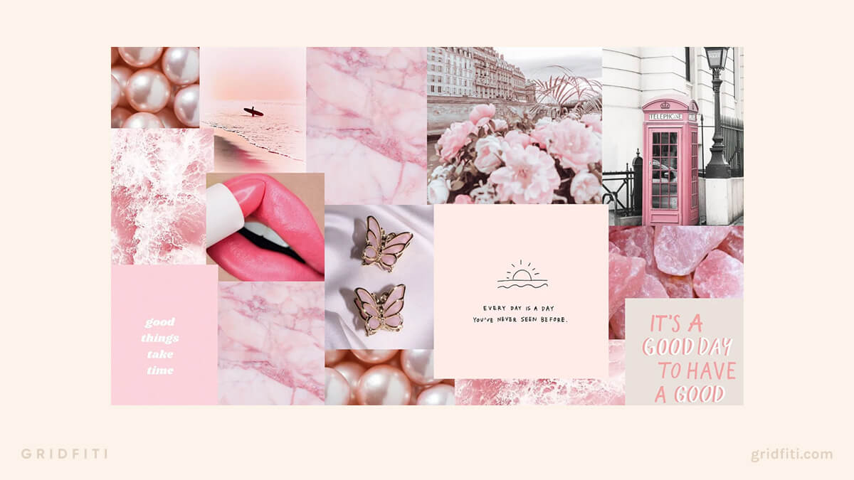 Pink Aesthetic Desktop/Laptop Collage Wallpaper