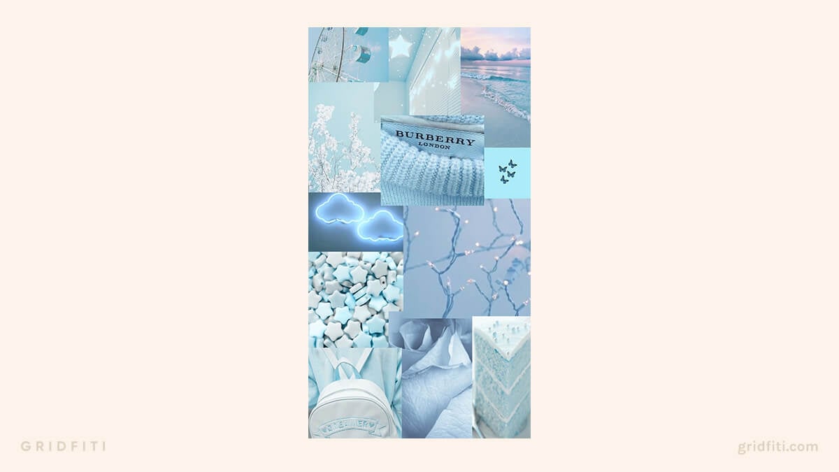 Baby Blue Aesthetic Mobile Collage Wallpaper