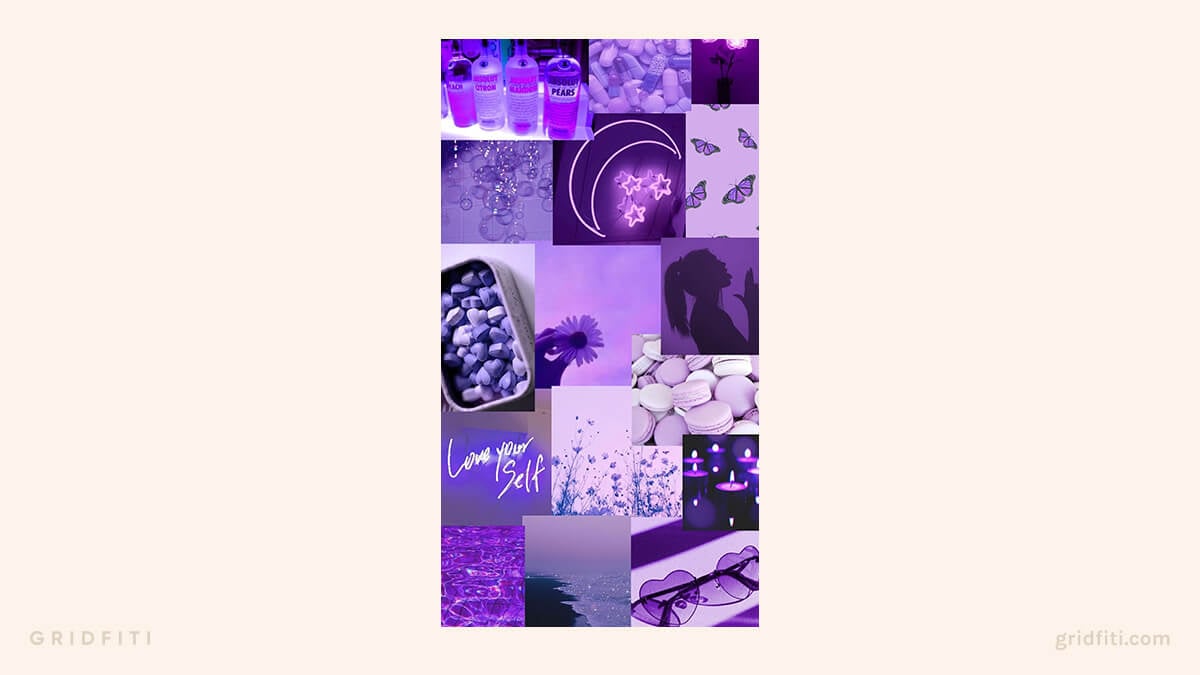 Purple Aesthetic Mobile Collage Wallpaper