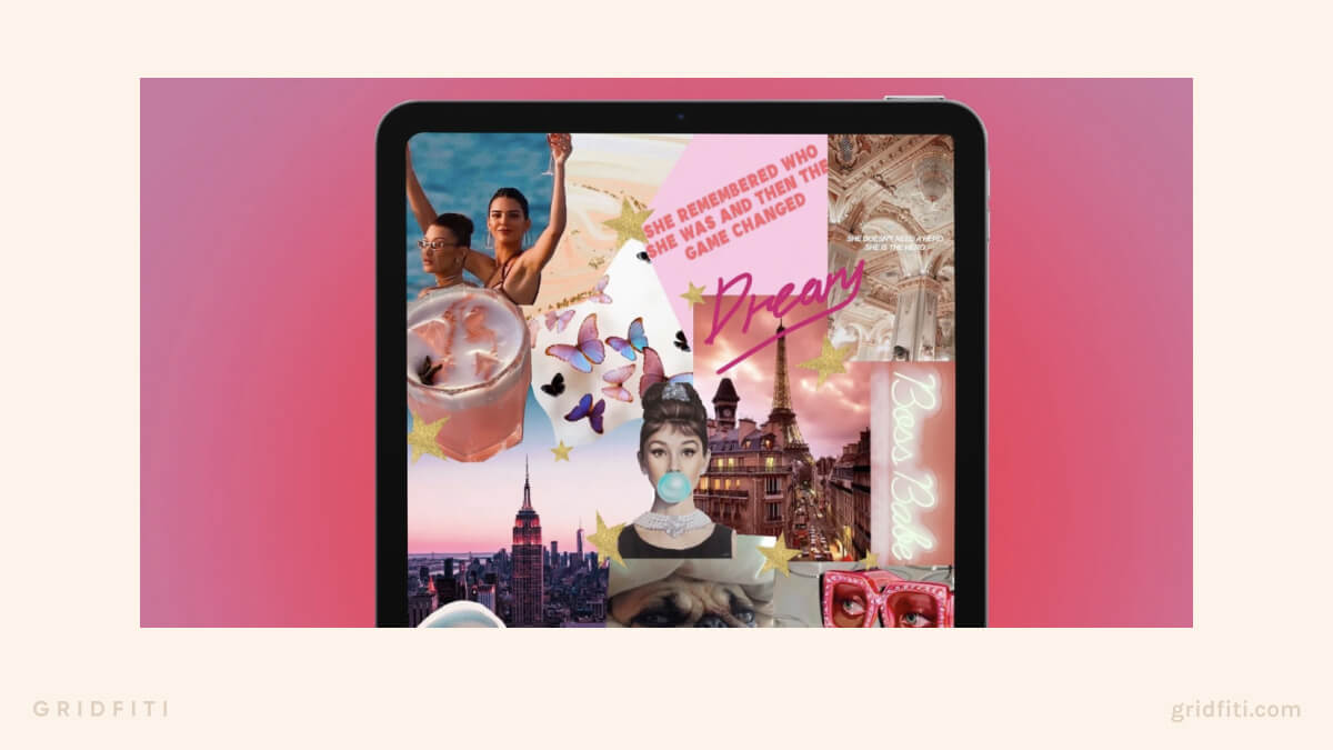 Pink Girl Boss Collage iPad Wallpaper