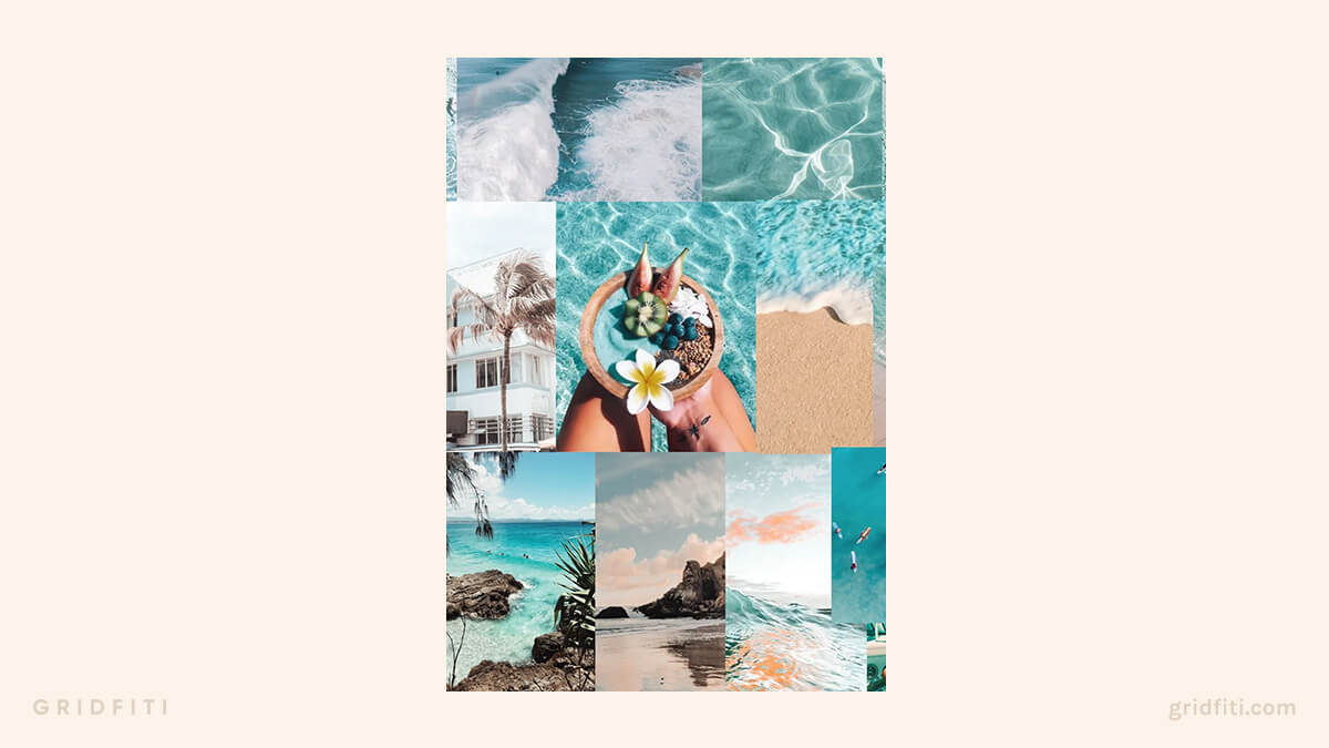 Ocean & Beach Aesthetic Collage iPad Wallpaper