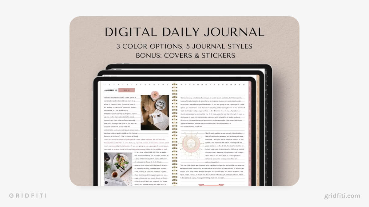 Daily Journal & Diary with Covers & Stickers