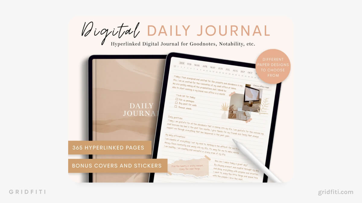Digital Daily Journal Template – 365 Pages