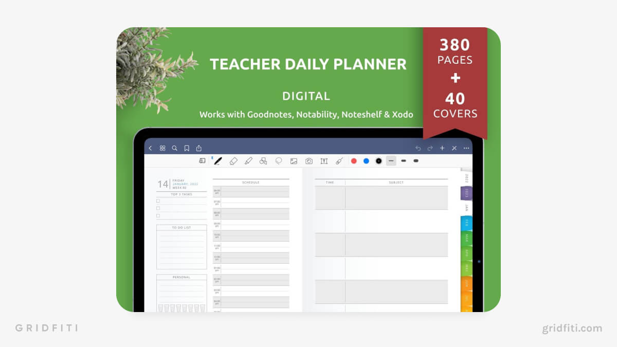 Digital Daily Teacher Planner Template
