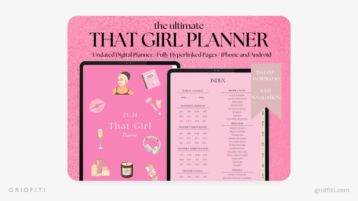 That Girl Aesthetic Notability Planner (Undated)