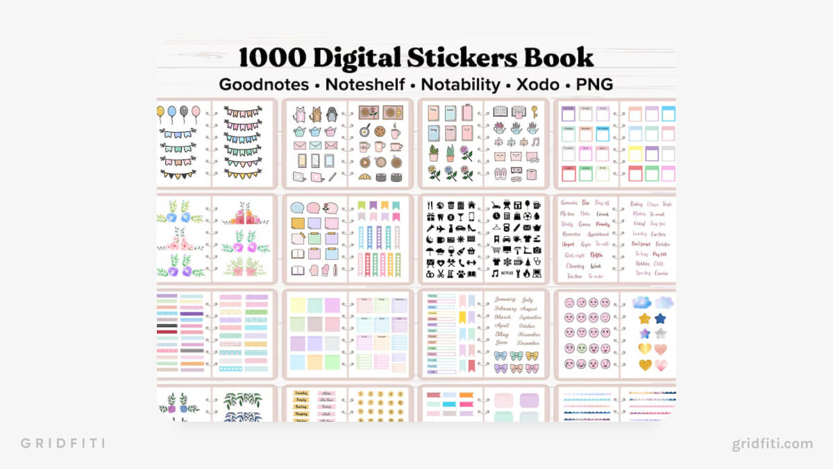 Pastel Kawaii-Themed Aesthetic Notability Digital Sticker Pack