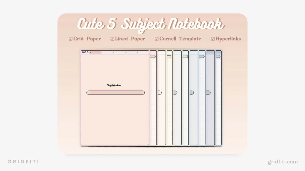 Cute 5-Subject Colorful Digital Notebook