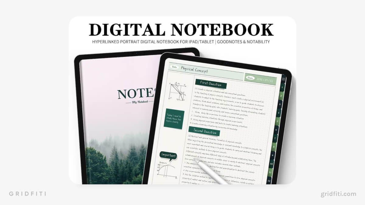 Green Forest Themed Notebook Template