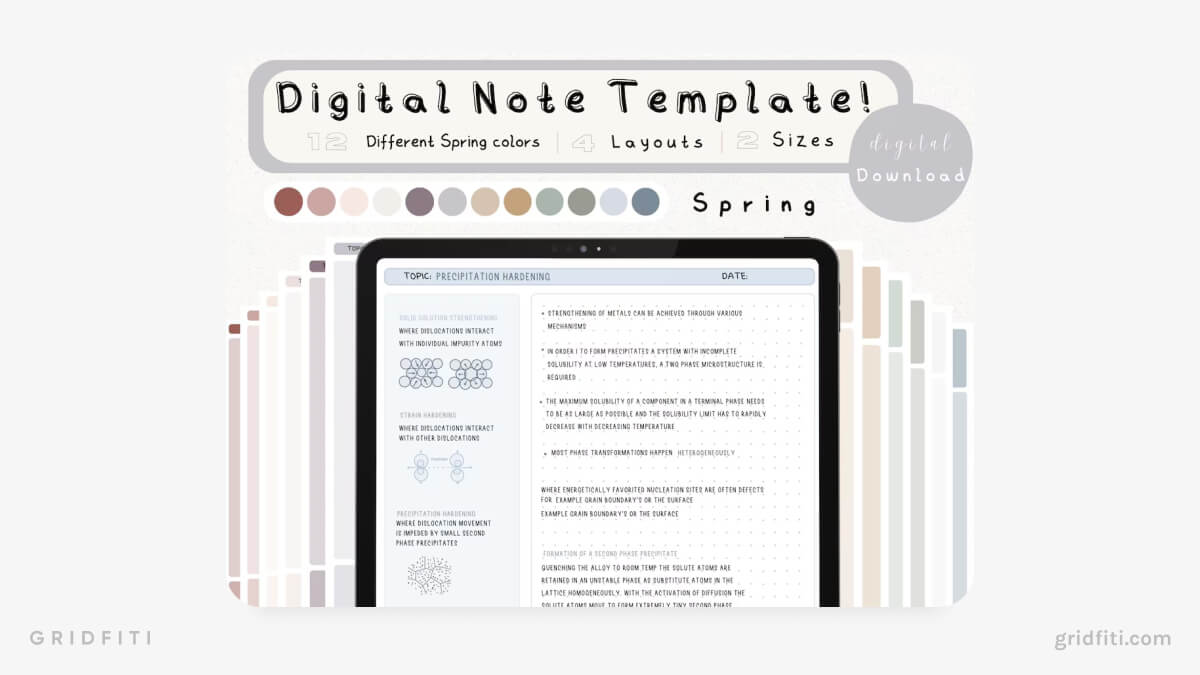 Spring Colors Cornell Notes Template