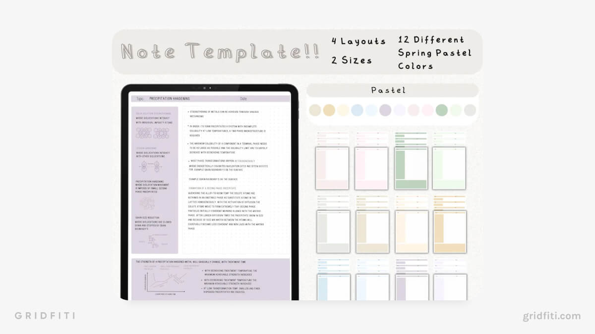 Spring Pastels Cornell Notes Templates