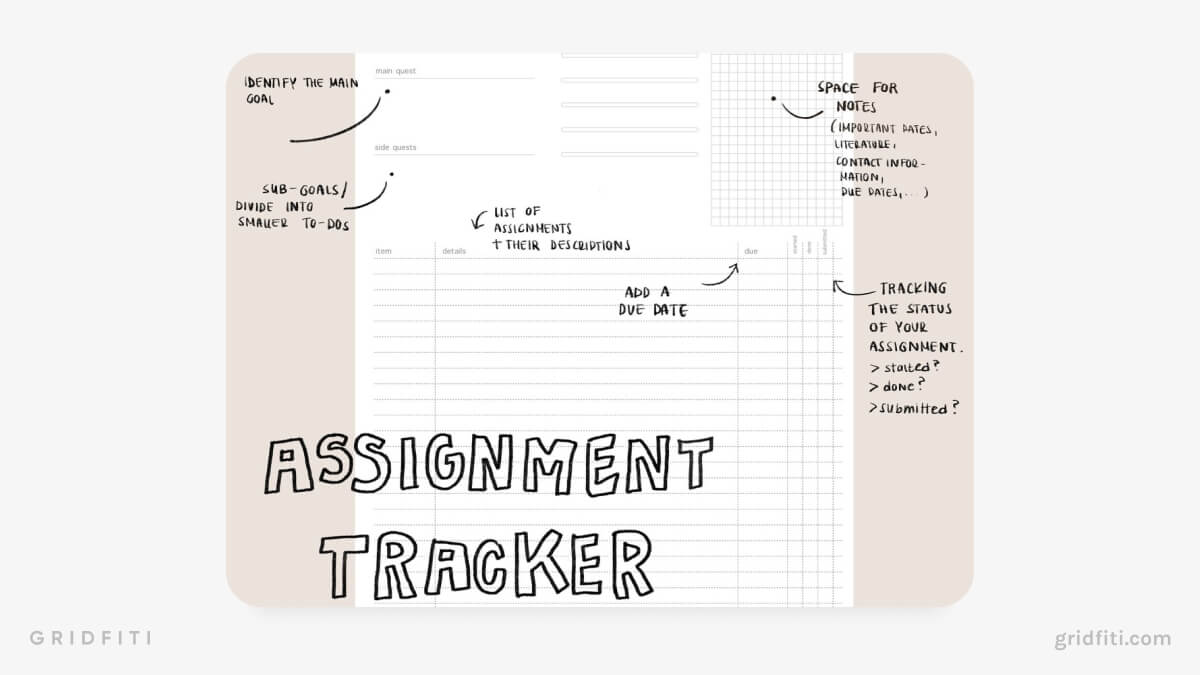 Notability Assignment Tracker for Class