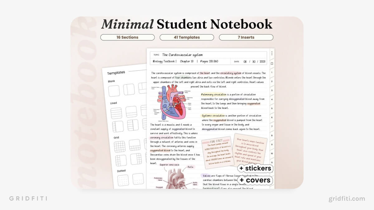 Minimal Student Notebook Template