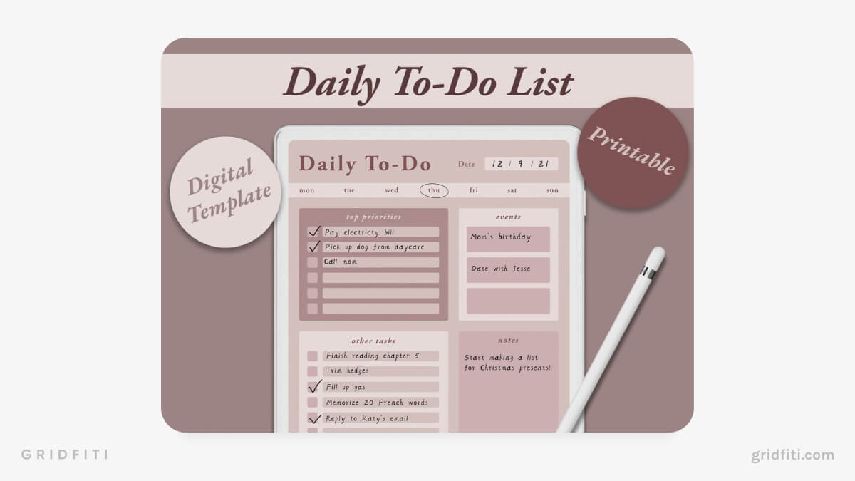 Daily To-Do List Digital Template