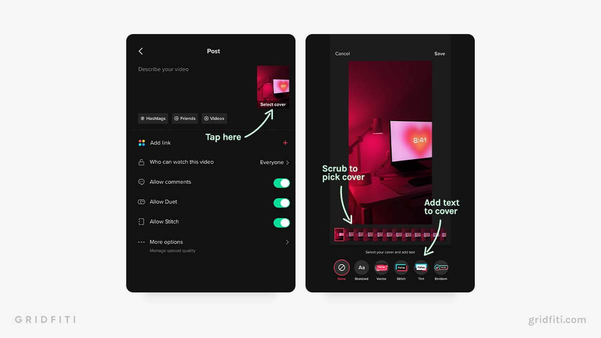 How to Change a TikTok Thumbnail / Cover Photo (with Ideas) Gridfiti