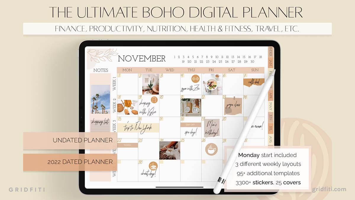 Boho Aesthetic Notability Digital Planner