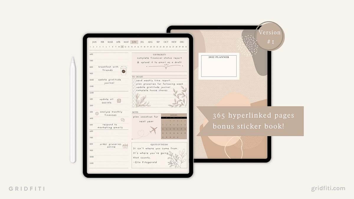 Neutral Aesthetic Daily Digital Notability Planner