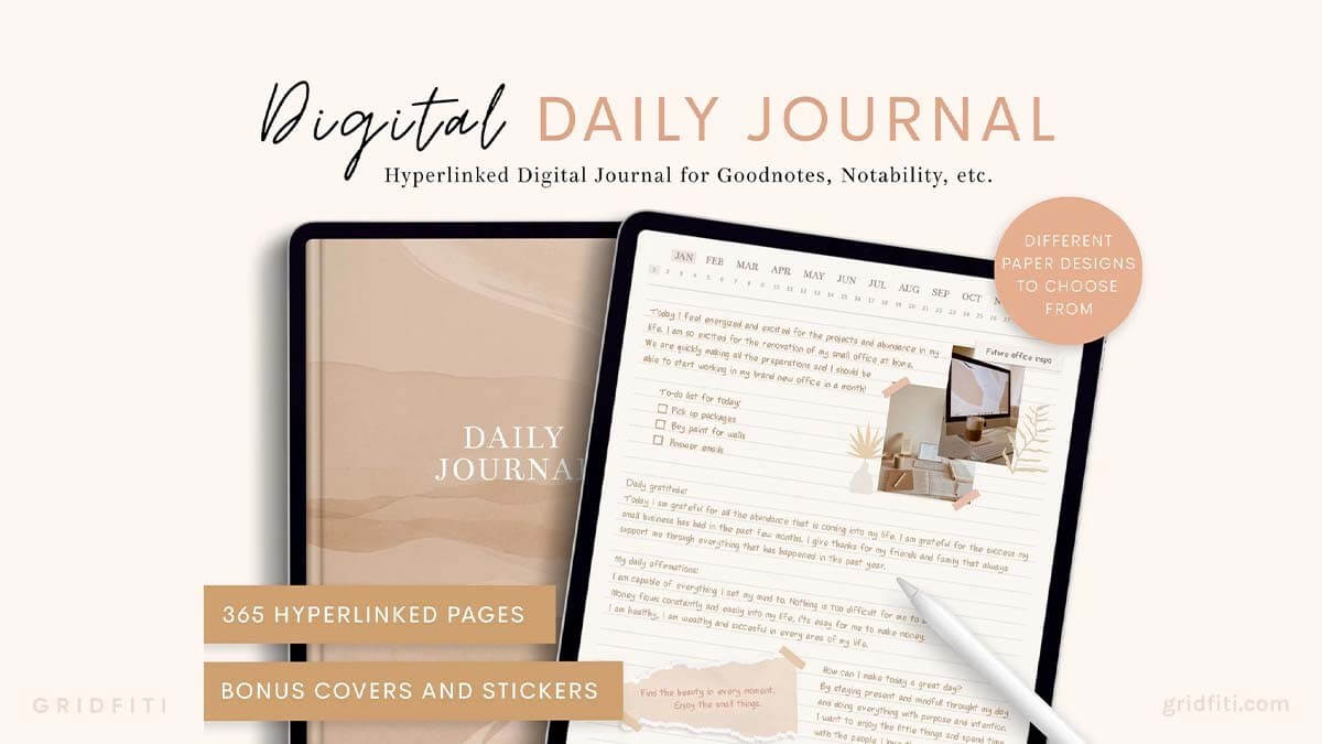 Digital Daily Journal Template for Notability