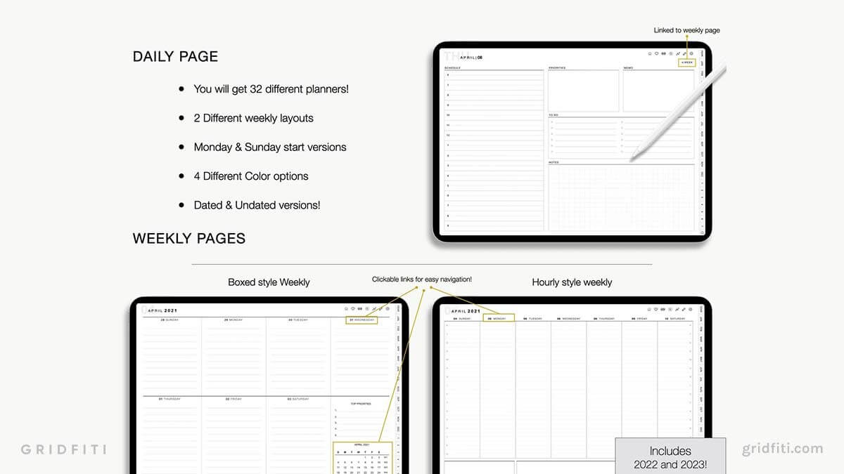 notability weekly planner template