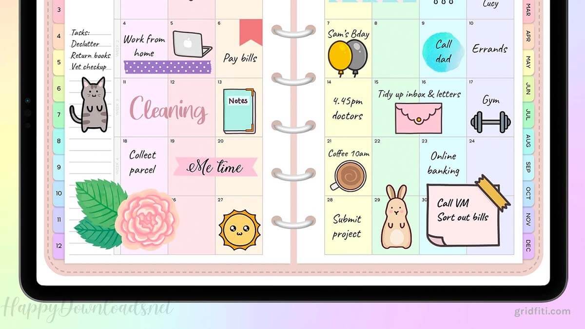 Pastel Kawaii-Themed Aesthetic Notability Digital Sticker Pack