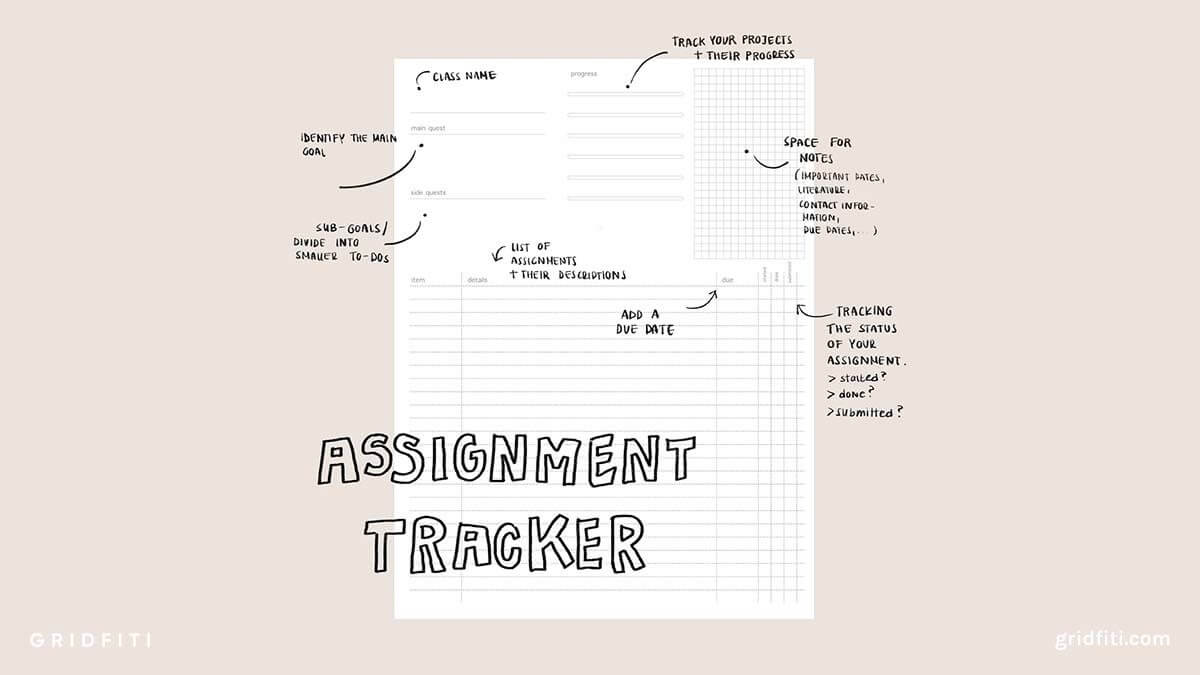 Notability Assignment Tracker for Class