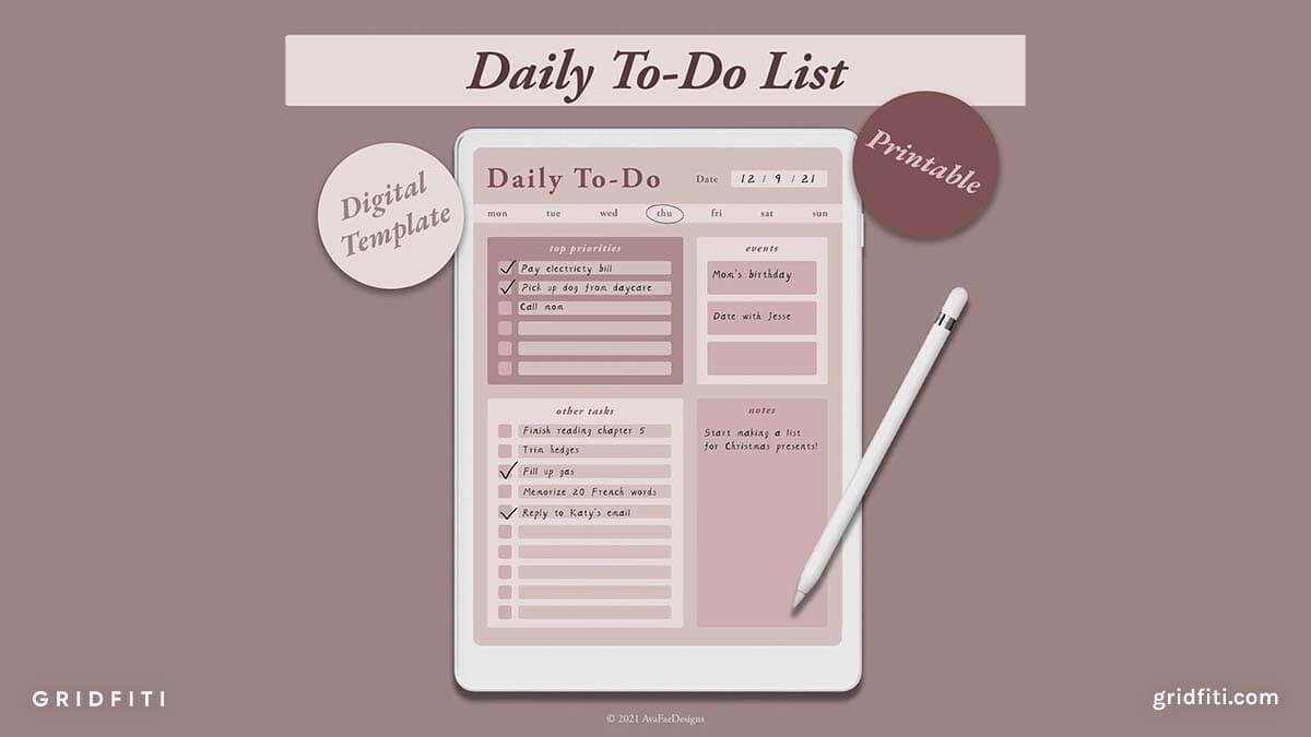 Notability Daily To-Do List