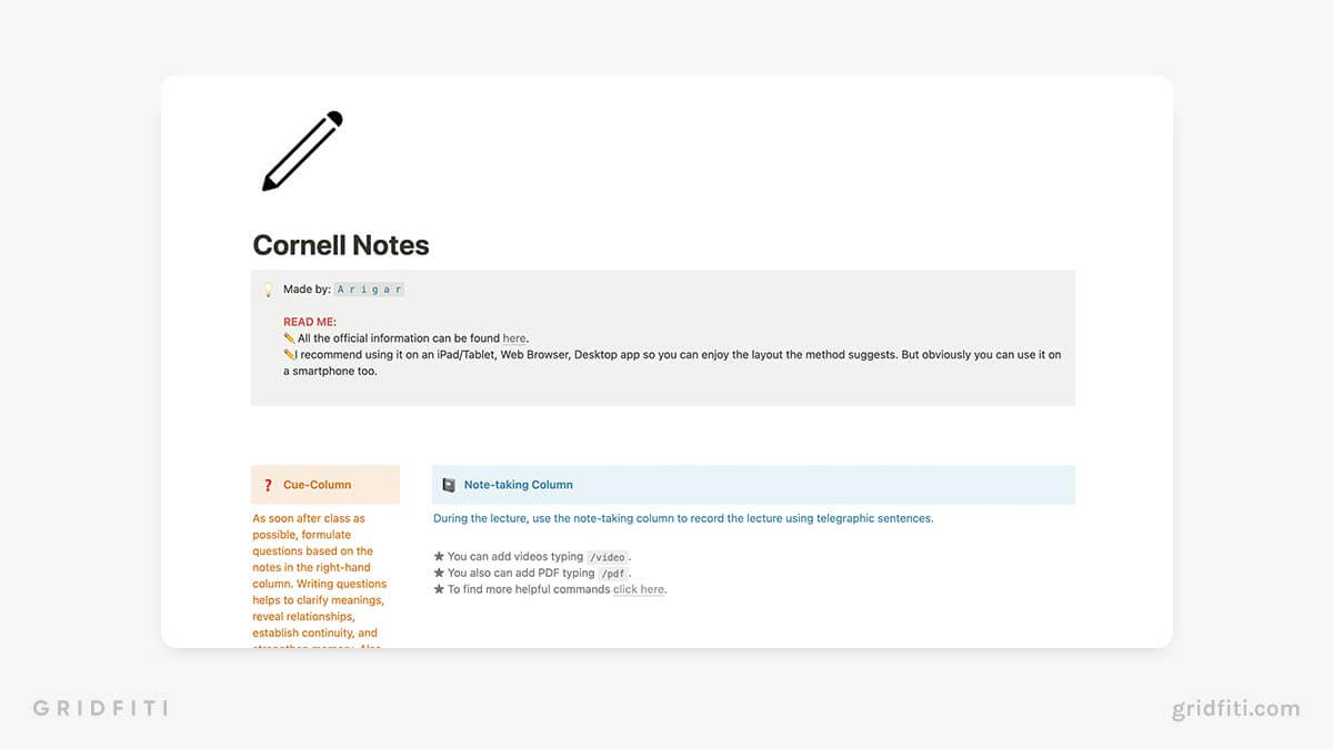 Notion Note-Taking Template