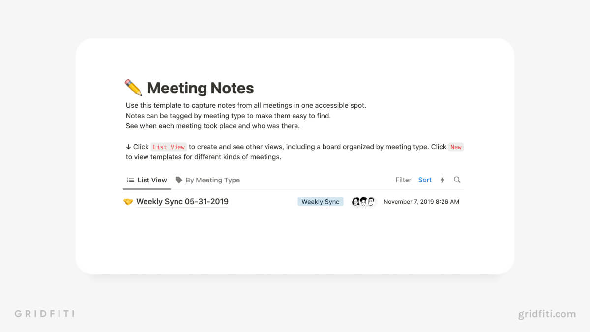 Notion Meeting Notes Template