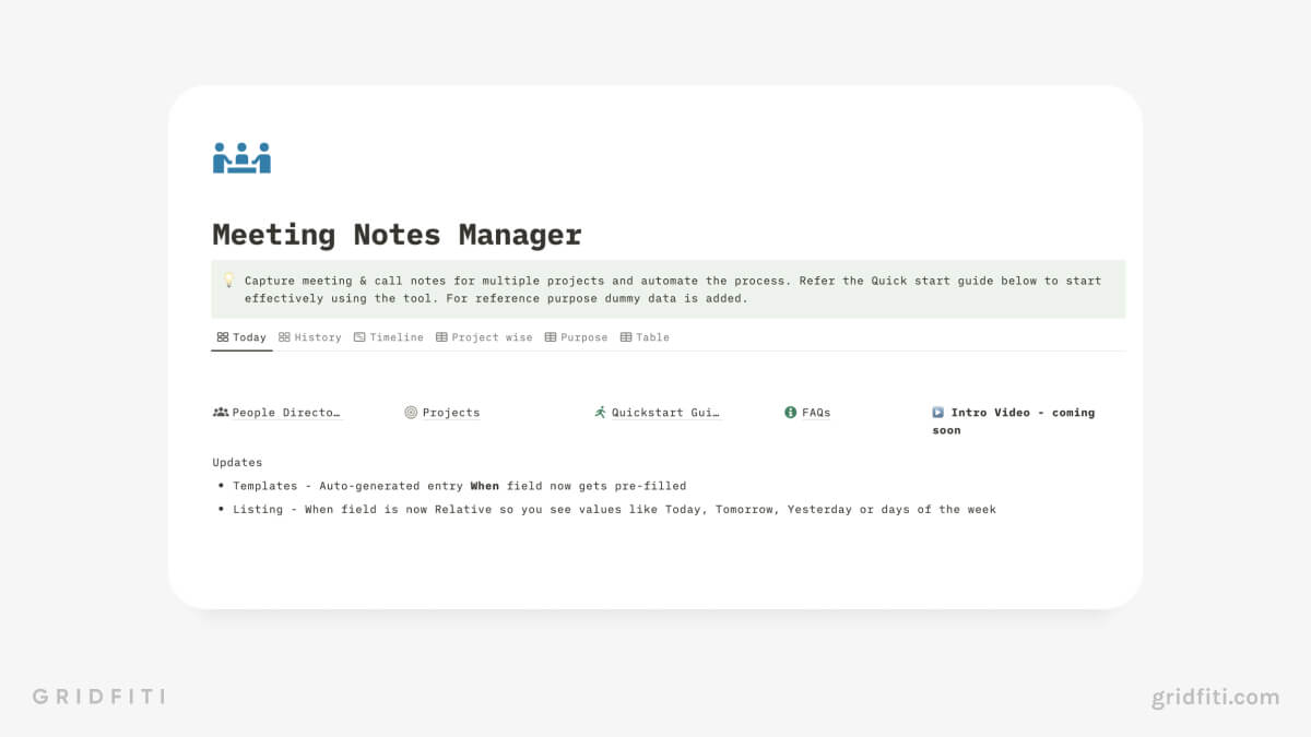 Meeting Notes Manager in Notion