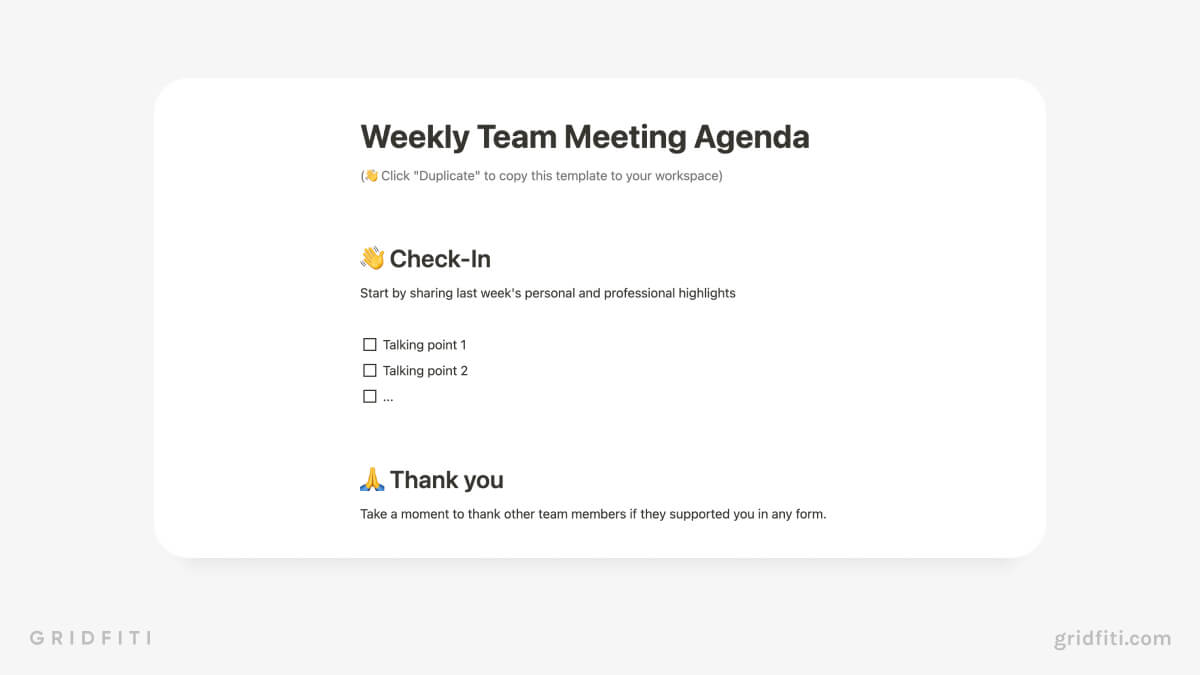 Weekly Team Meeting Note-Taking Template for Notion
