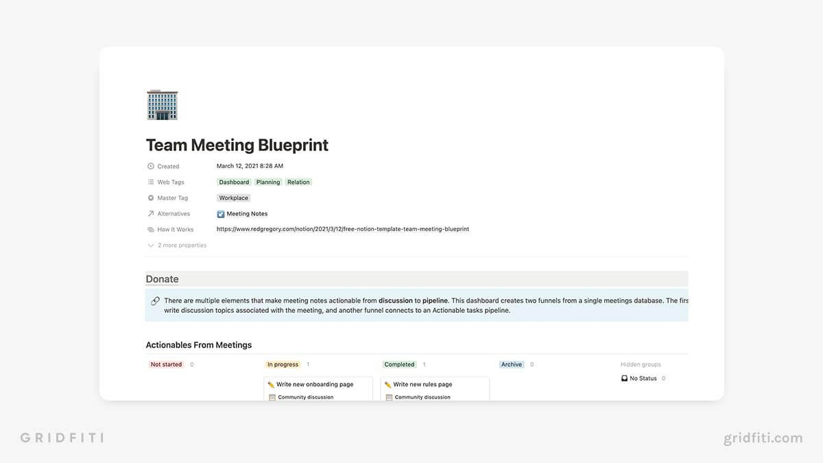 5+ Notion NoteTaking & Meeting Notes Templates Gridfiti
