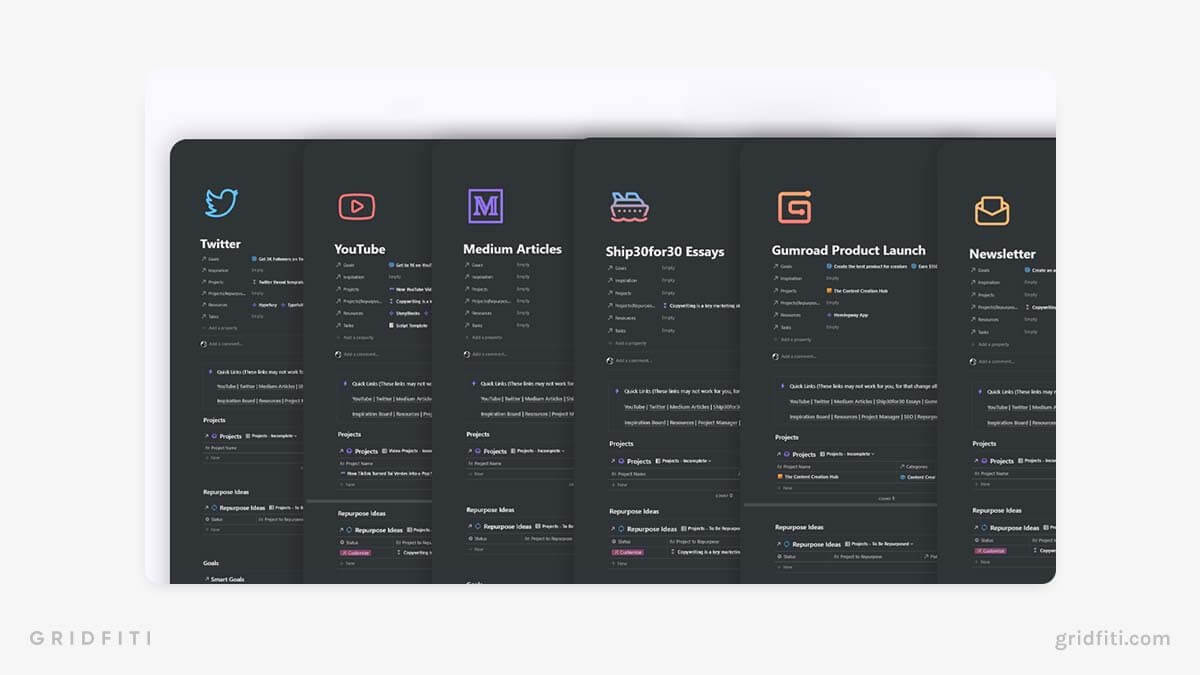 15 Notion Social Media Templates & Content Creation Hubs Gridfiti