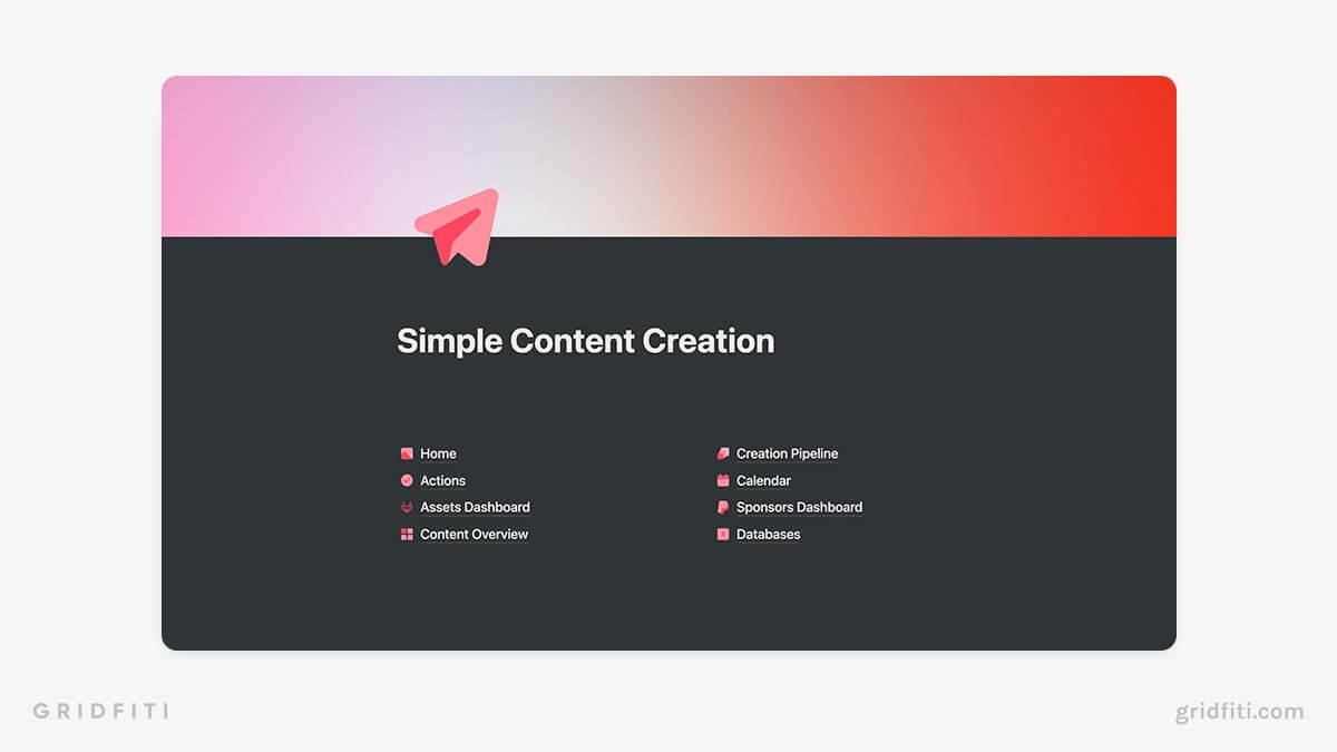 Simple Content Creation Notion Template