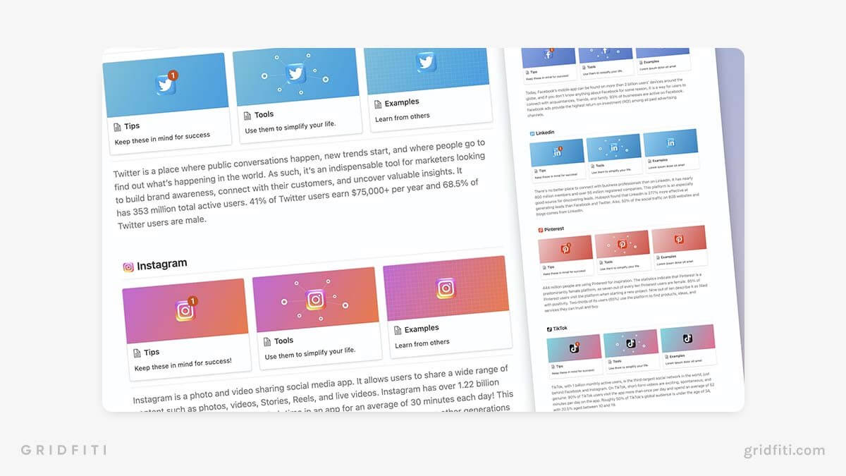 30 Notion Social Media Templates Content Creation Hubs Gridfiti