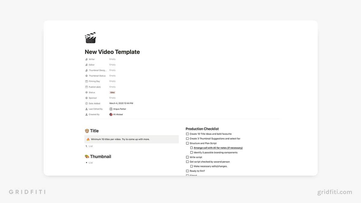 5  Notion YouTube Templates to Plan Your Videos Grow Your Channel