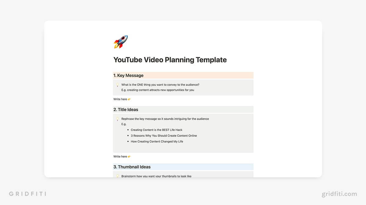Notion YouTube Planning Template