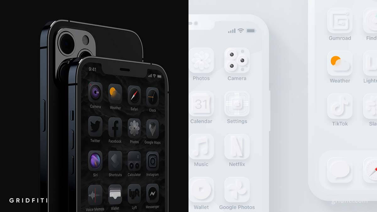 3D Black & White App Icon Pack