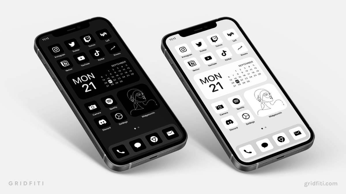 10 Minimal Black White App Icons For Ios 16 Iphone Ipad Gridfiti