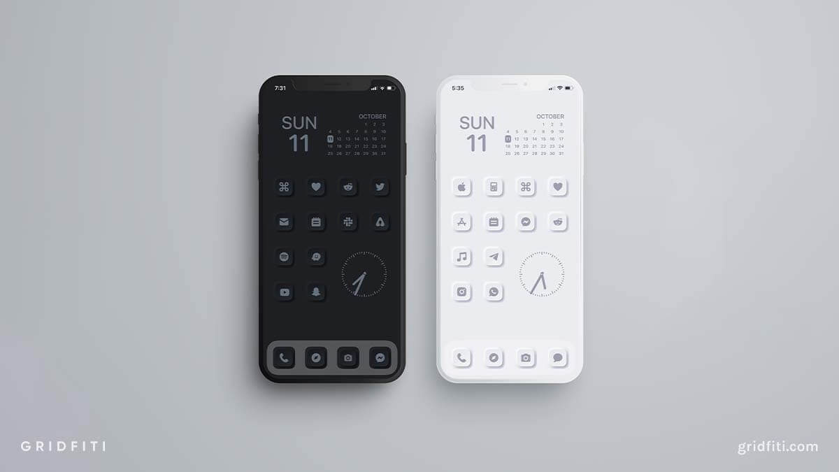 Black & White Neumorphic App Icon Pack