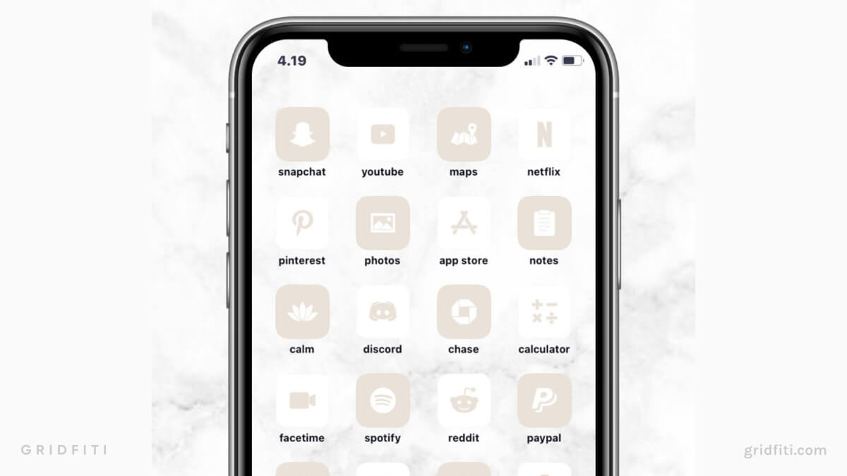 Cream Beige iOS App Icon Pack