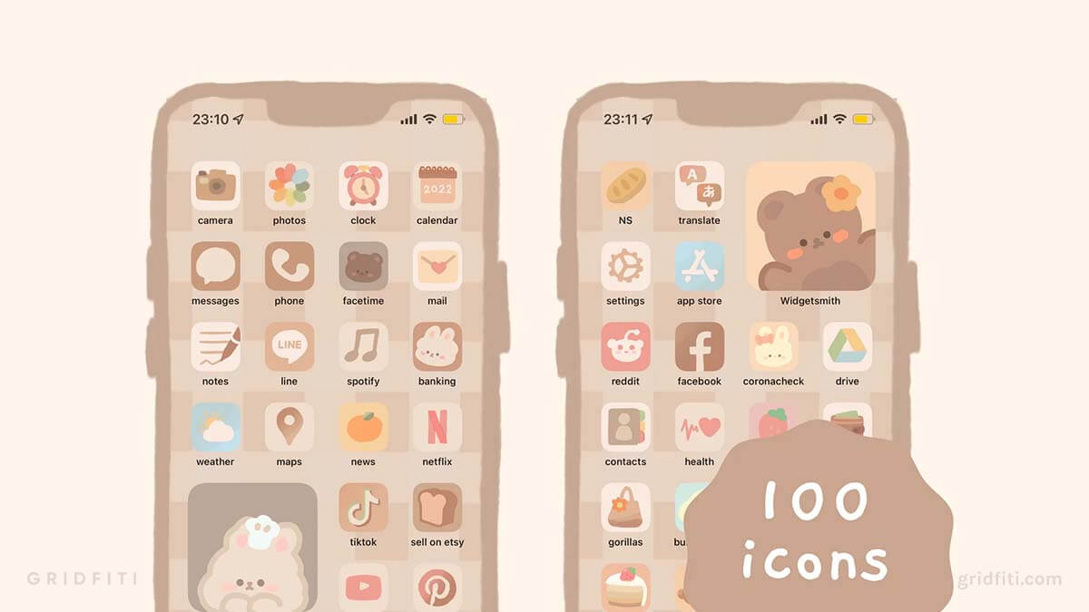 Cute Kawaii Neutral Hand-Drawn App Icons