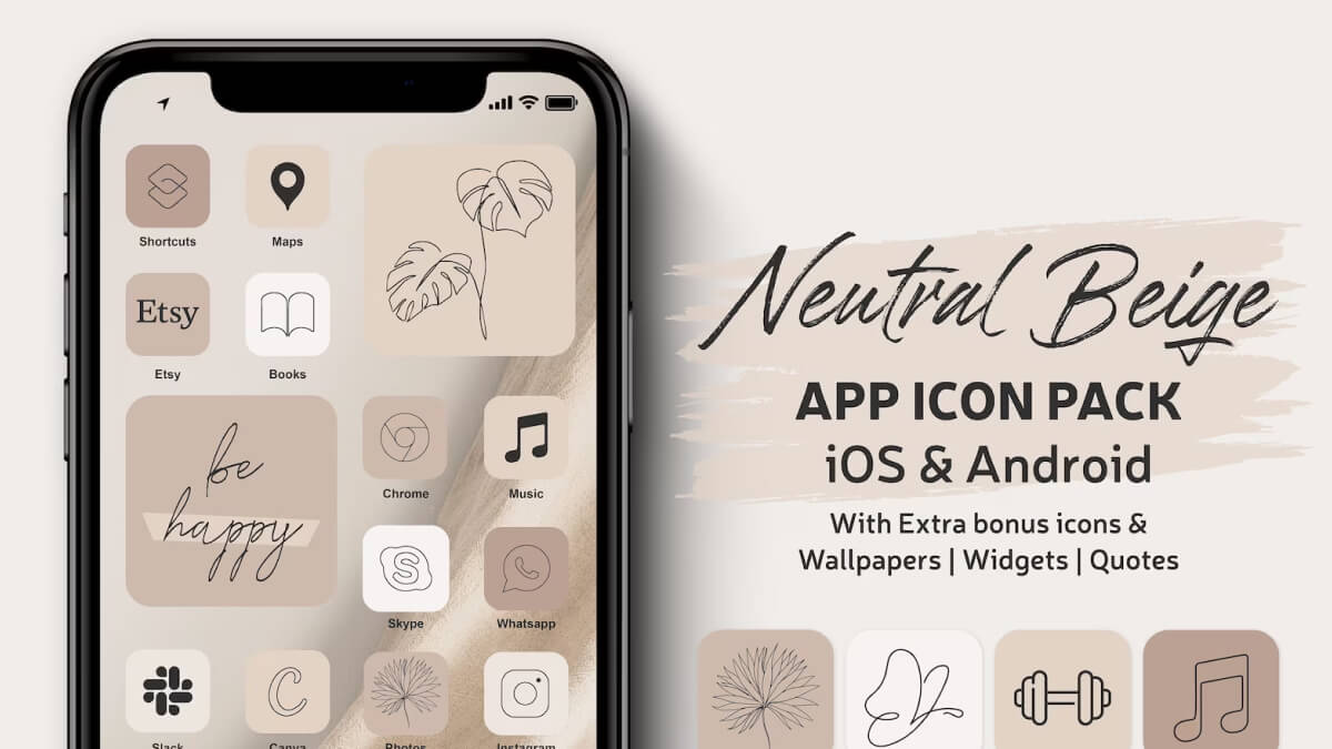 Neutral Beige Boho App Icon Pack