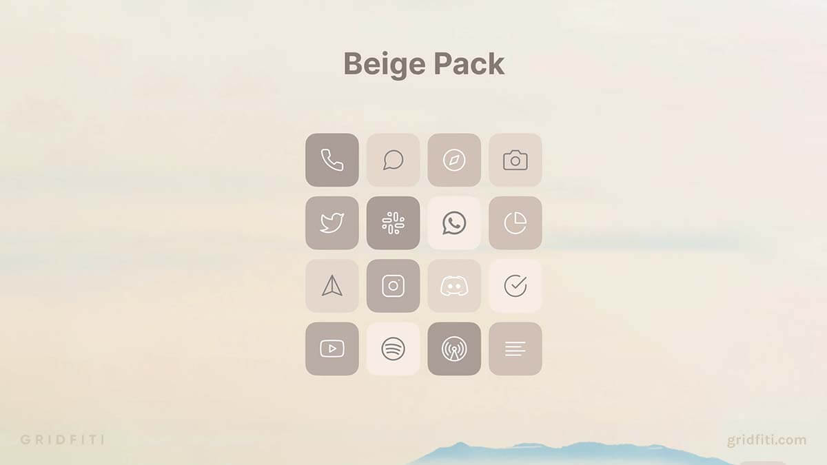 Beige Theme Outline App Icon Pack