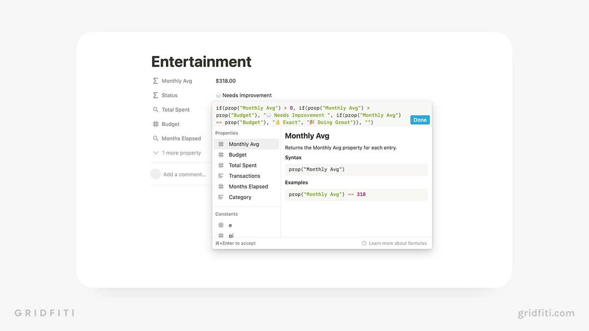 Notion Tutorial for Formulas