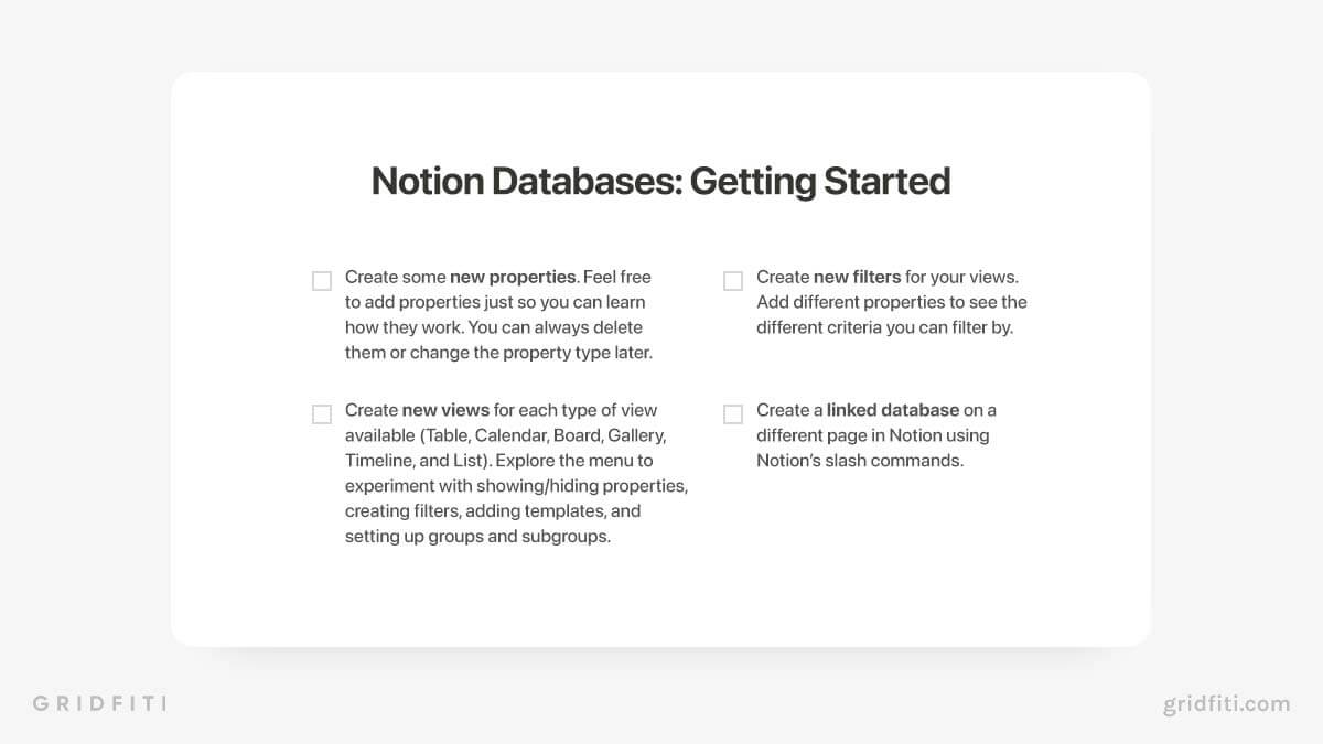 Notion views, filters, and properties
