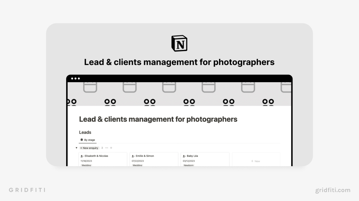 Photography Lead & Client Management Template for Notion