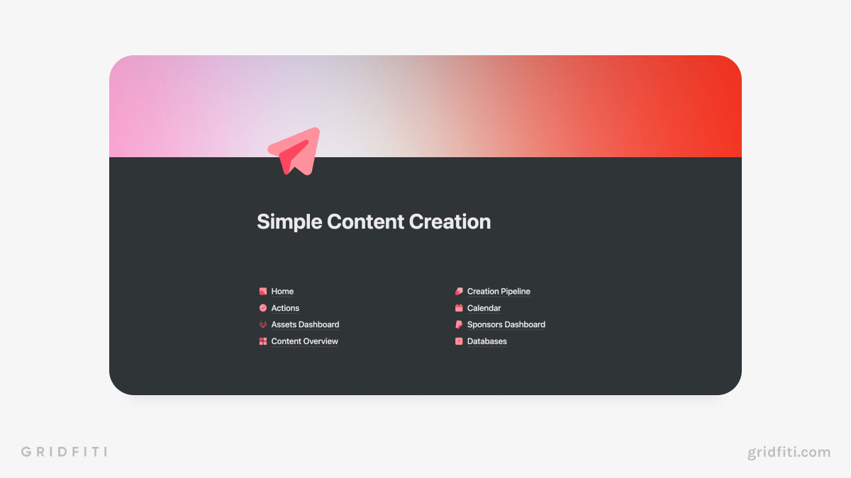 Simple Content Creation Notion Template