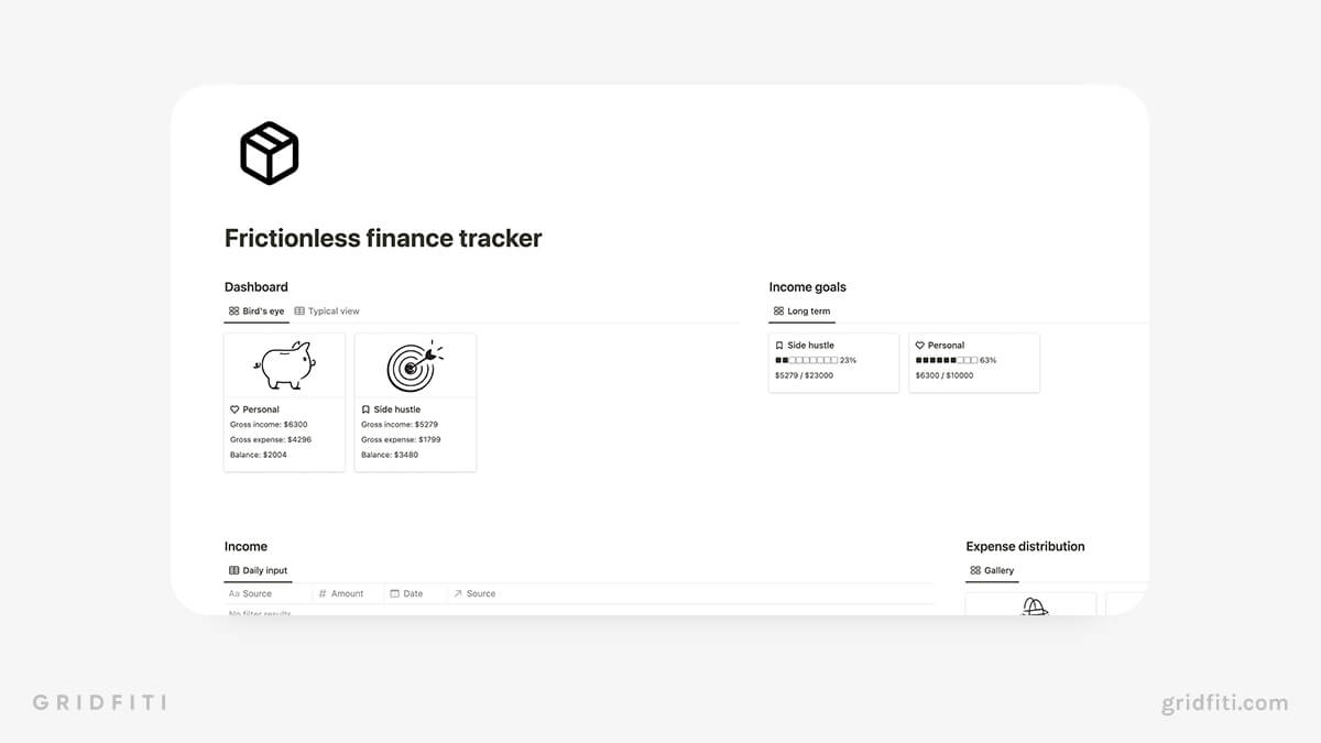 Notion Frictionless Finance Template