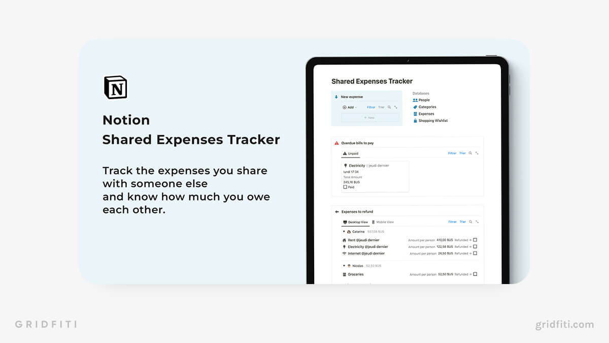 Notion Shared Expenses Template